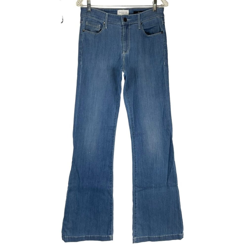 Parker Smith Jeans Women's Sz 29 Blue Med Wash Flare Mid Rise Stretch $258 Nwot